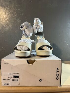ALDO ENAEGYN2.0 Cream Platform Ankle-Strap Heels Size 11